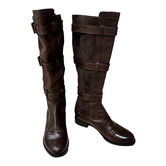 COLE HAAN NikeAir Leather Suede Buckle Knee High Boots Riding Western Size 7.5 B - Picture 4 of 11